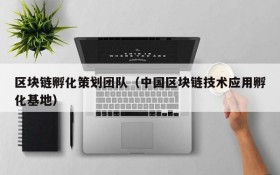 区块链孵化策划团队(中国区块链技术应用孵化基地)